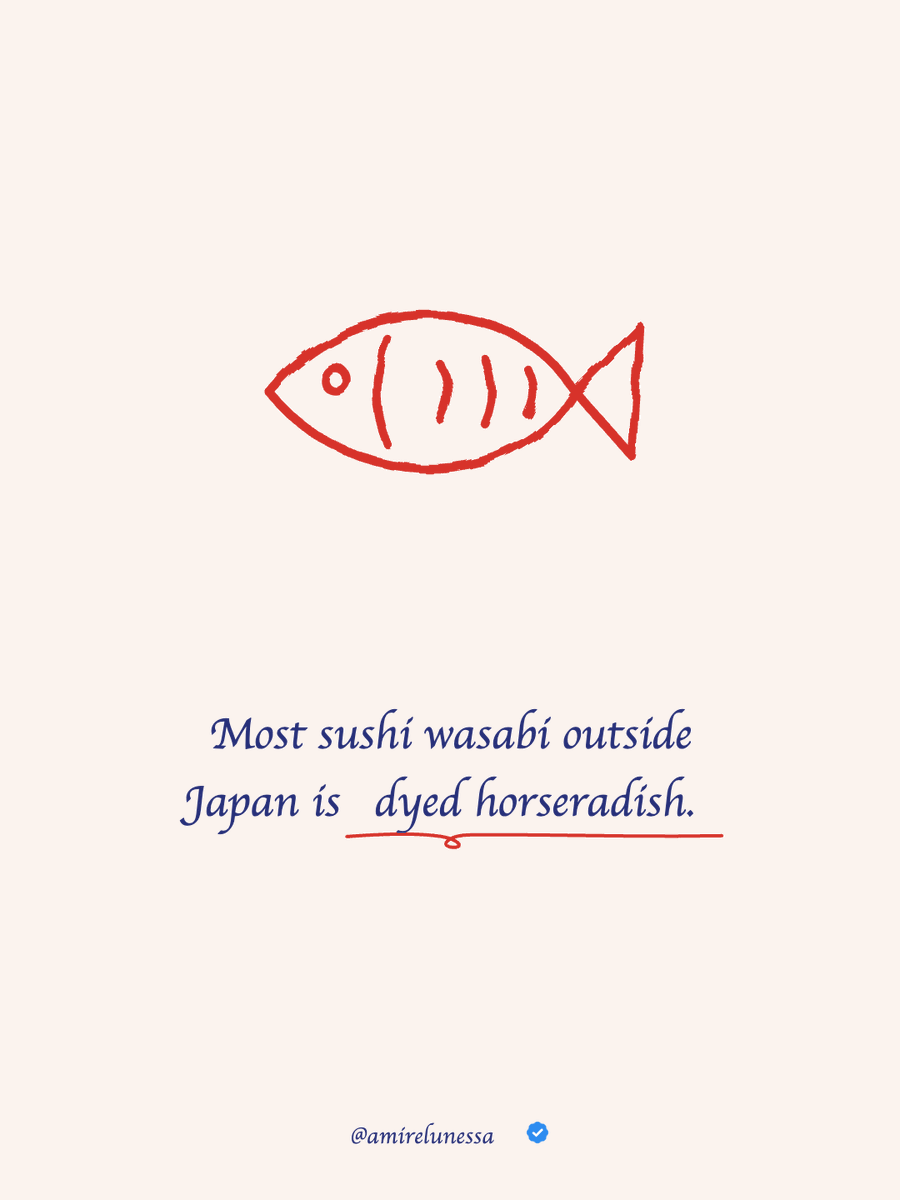 amirelunessa's tweet photo. Most wasabi served outside Japan isn't real wasabi. It's just dyed horseradish. https://t.co/9KsTkvVdRH