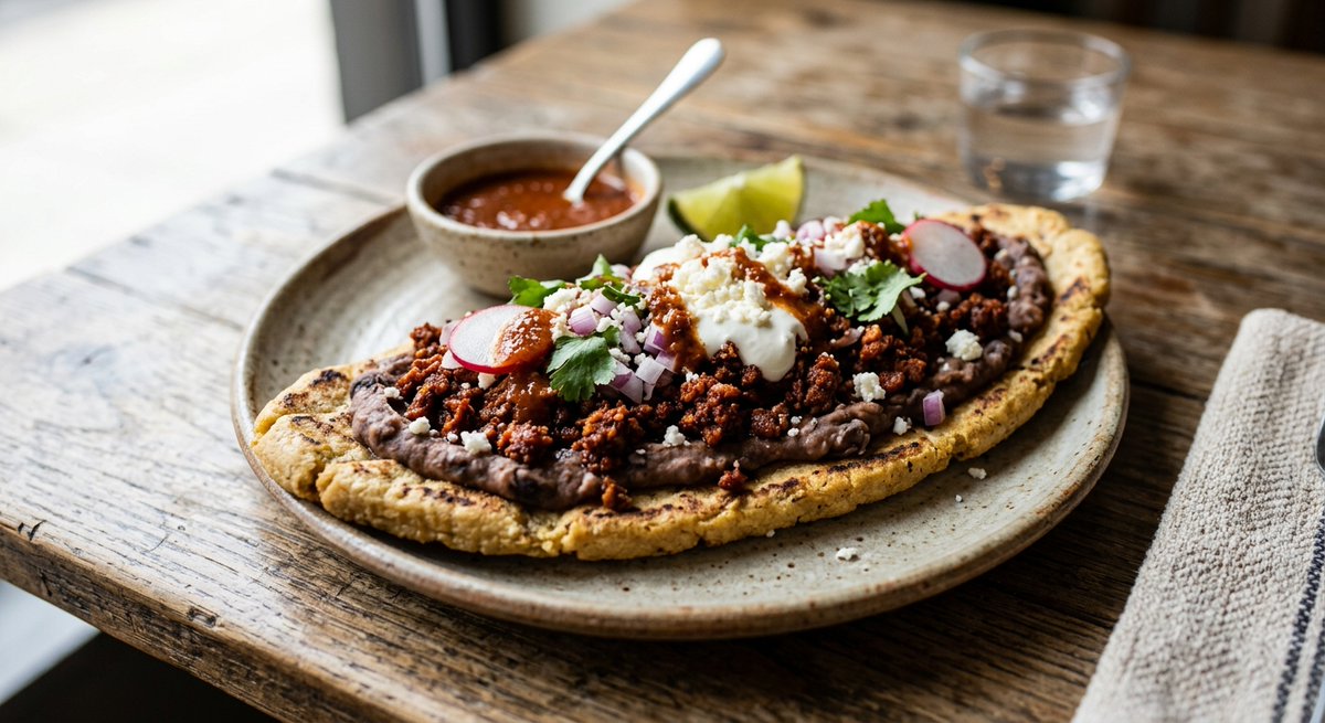weltkueche's tweet photo. #Weltküche #Rezept #MexikanischeKüche

Huaraches de Chorizo y Frijoles – Die herzhafte Sohle aus traditionellem Maisteig

„Das mexikanische Essen ist kein bloßes Gericht, es ist ein Ritual der Erde und des Feuers.“ – Octavio Paz

Wenn der Duft von geröstetem Mais und pikanter Chorizo durch die Gassen von Mexiko-Stadt zieht, ist der Stand der Antojitos nicht weit. Die Huaraches verdanken ihren Namen der verblüffenden Ähnlichkeit mit den traditionellen Ledersandalen der indigenen Bevölkerung. Doch auf dieser essbaren Sohle ruht ein Meisterwerk der mexikanischen Straßenküche: samtiges Püree aus schwarzen Bohnen, würzig angebratene Chorizo und die frische Kühle von Queso Fresco. Der Maisteig, die Masa, wird auf der heißen Comal gebacken, bis er außen eine feine Kruste bildet und innen weich bleibt. Es ist ein ehrliches, erdiges Gericht, das die tiefe Verbindung Mexikos zu seinen Ur-Zutaten Mais und Bohnen feiert. Ein Biss offenbart die perfekte Balance zwischen Schärfe, Rauch, Cremigkeit und dem unverwechselbaren Aroma von nixtamalisiertem Mais.

Zutaten (für 4 Personen):
- 300 g Masa Harina (Nixtamalisiertes Maismehl)
- 400 g Wasser (lauwarm)
- 10 g Salz
- 40 g Schweineschmalz
- 300 g Mexikanische Chorizo
- 400 g Schwarze Bohnen (gekocht)
- 150 g Zwiebel (fein gewürfelt)
- 15 g Knoblauch (gehackt)
- 150 g Queso Fresco (oder milder Hirtenkäse)
- 120 g Saure Sahne
- 150 g Salsa Verde
- 100 g Pflanzenöl
- 20 g Frischer Koriander
- 200 g Avocado (in Scheiben)

Zubereitung:

1. Masa Harina mit dem Salz in einer Schüssel mischen. Das lauwarme Wasser nach und nach zugießen und den Teig etwa 5 Minuten kneten, bis er geschmeidig ist und nicht mehr an den Händen klebt. Den Teig abgedeckt 15 Minuten ruhen lassen.

2. Die Chorizo aus der Haut lösen und in einer Pfanne ohne zusätzliches Fett bei mittlerer Hitze krümelig und knusprig anbraten. Aus der Pfanne nehmen und beiseitestellen.

3. Das Schweineschmalz in dieselbe Pfanne geben. Die gewürfelte Zwiebel und den gehackten Knoblauch darin glasig dünsten. Die vorgekochten schwarzen Bohnen dazugeben und leicht köcheln lassen. Die Bohnen mit einem Kartoffelstampfer in der Pfanne zu einem dicken, cremig-rustikalen Püree zerdrücken und mit Salz abschmecken.

4. Den Maisteig in 4 gleich große Portionen teilen. Jede Portion zu einer ovalen Rolle formen und zwischen zwei Lage Plastikfolie mit einem Nudelholz oder den Händen zu einer ca. 1 cm dicken, ovalen Fladenform („Sohle“) ausrollen.

5. Das Pflanzenöl in einer großen Pfanne erhitzen. Die Huaraches darin von beiden Seiten jeweils 3–4 Minuten goldbraun ausbacken, bis sie leicht knusprig sind.

6. Die heißen Huaraches auf Teller verteilen. Großzügig mit dem warmen Bohnenpüree bestreichen und die gebratene Chorizo darauf verteilen. Mit zerbröckeltem Queso Fresco, Klecksen saurer Sahne, Salsa Verde, Avocadoscheiben und frischem Koriander garnieren und sofort servieren.

Möchten Sie ausprobieren, ob dieses Rezept auch auf ketogen für Low Carb geändert werden könnte? Ein Link ist im Homepage-Rezept verfügbar:

https://t.co/vYZSXSqJCG
