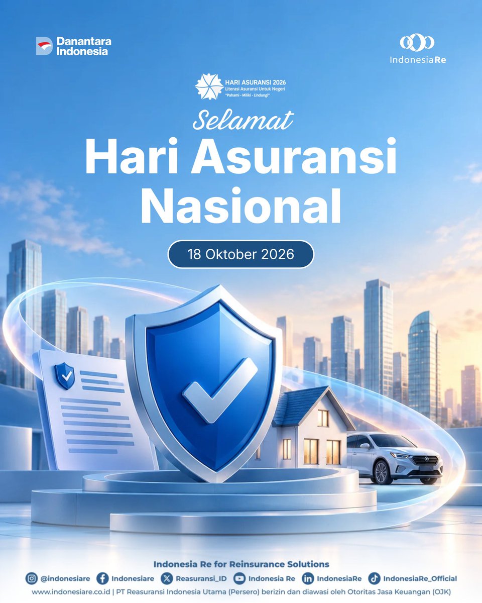Reasuransi_ID's tweet photo. Segenap Keluarga Besar PT Reasuransi Indonesia Utama (Persero) mengucapkan Selamat Memperingati Hari Asuransi Nasional 2026.

Mari tingkatkan kesadaran pentingnya perlindungan asuransi untuk masa depan yang lebih siap.

#IndonesiaRe
#IndonesiaReforReinsuranceSolutions
#Reasuransi https://t.co/5xfXDdDcKw