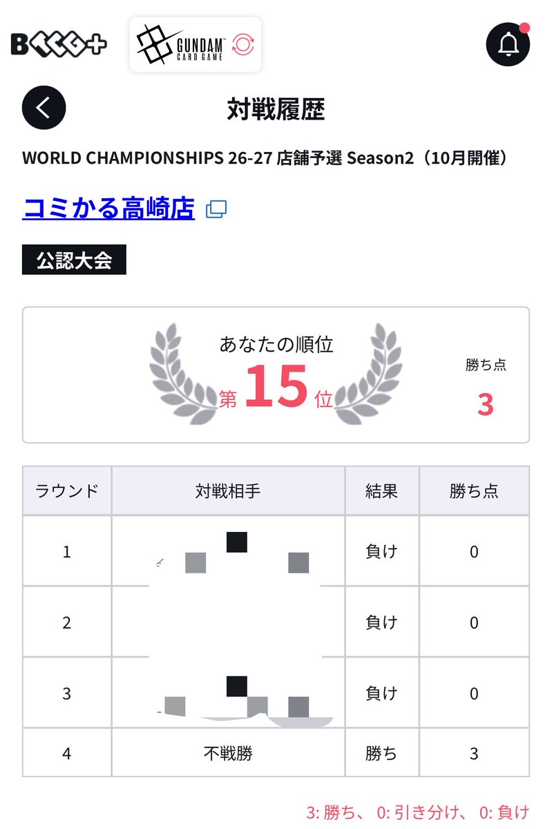 Reo83455572's tweet photo. 夜勤前に高崎こみカルGCGエリア予選出て0-3🥲
Wマリーダさん使いたくて味変で自我出しまくりの赤紫ミッドレンジ寄りアグロ使ったけどもっと低コスト入れた方が良さそうなので改良前のこれは供養🪦

1回戦❌ 青緑ジオング
2回戦❌ 青紫アグロ
3回戦❌ 緑紫アグロ
4回戦 不戦勝 https://t.co/OILtx72Ryp