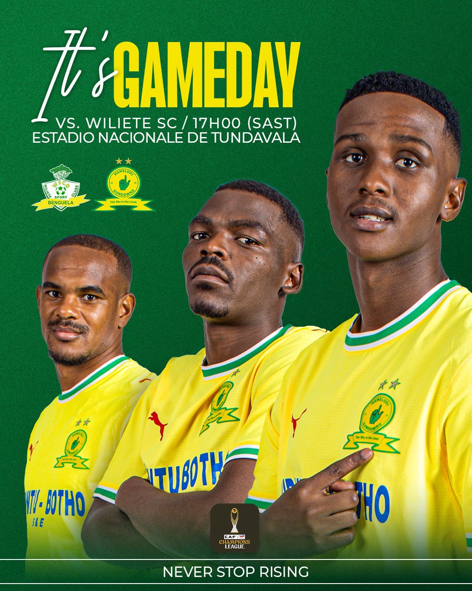 Masandawana's tweet photo. 🚨𝙂 𝘼 𝙈 𝙀 𝘿 𝘼 𝙔🚨

🆚 Wiliete SC
⏰ 17H00 SAST
🏟 Estadio Nacionale da Tundavala
📺 SABC Plus

#Sundowns #TotalEnergiesCAFCL #NeverStopRising https://t.co/TgcSfFo0fa