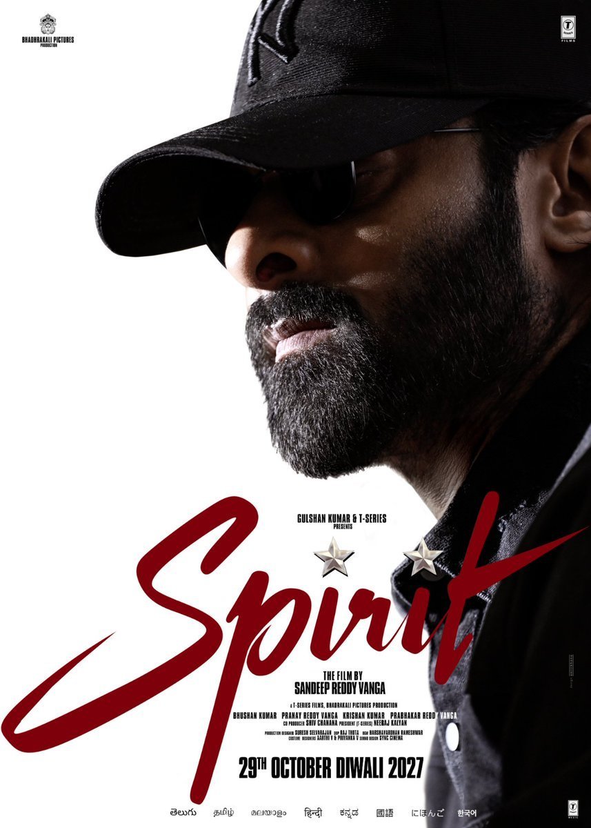 CensorMedia's tweet photo. #Spirit in cinemas from next year DIWALI.

29 OCTOBER 2027 🔥

#Prabhas @imvangasandeep https://t.co/aVhhjYW4Ws