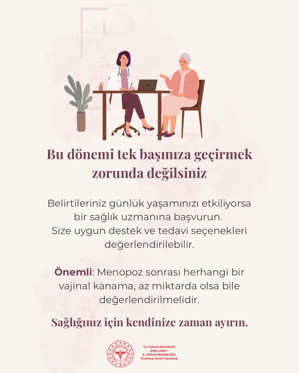 PinarhisarDhs's tweet photo. 🌸 18 Ekim Dünya Menopoz Günü
Menopoz bir son değil, yaşamın doğal bir dönemidir. 💗
Doğru bilgi, sağlıklı yaşam ve gerektiğinde uzman desteğiyle bu süreci daha bilinçli geçirebiliriz.

Kadın sağlığı için farkındalık oluşturalım.

#DünyaMenopozGünü #KadınSağlığı #SağlıklıYaşam https://t.co/5925WjbhOT