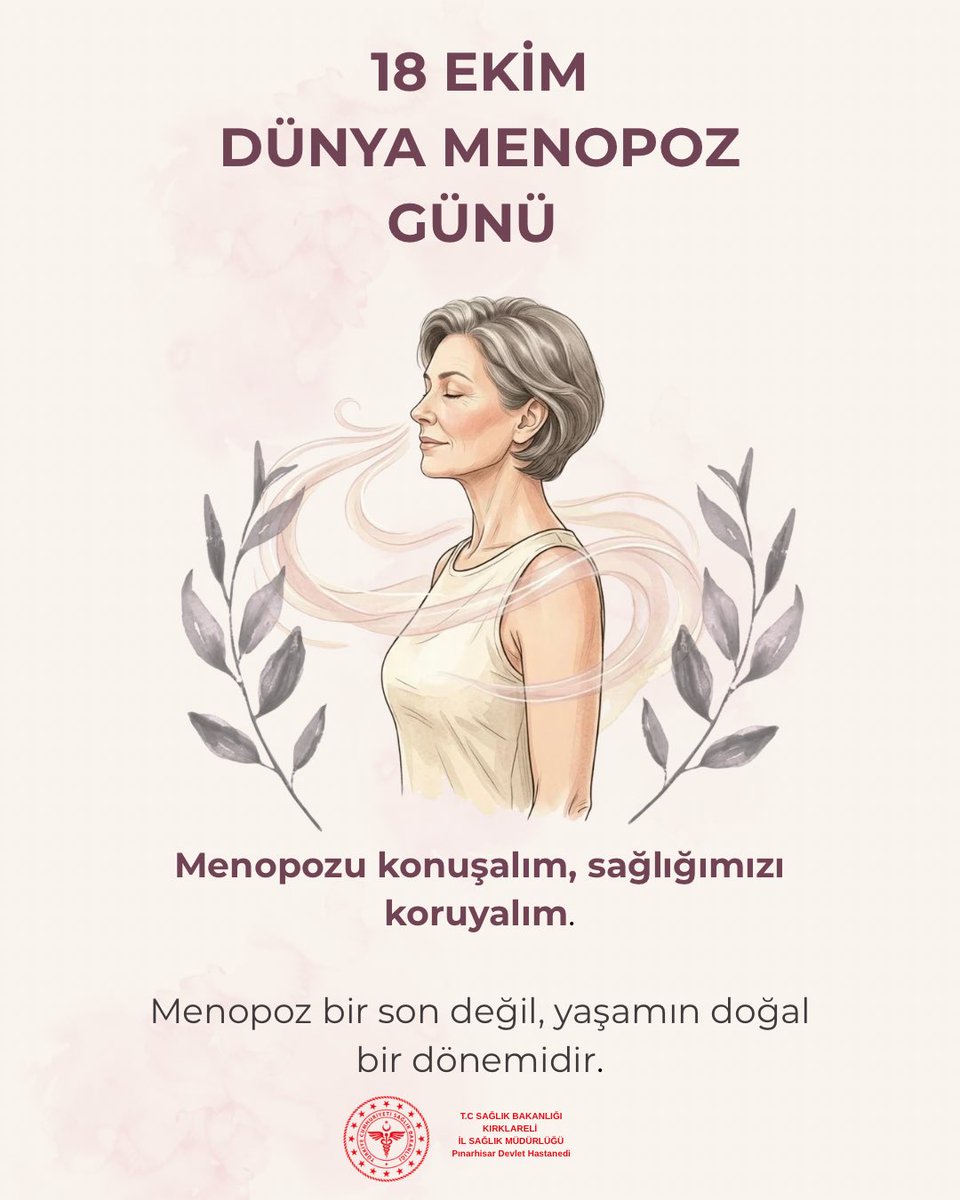 PinarhisarDhs's tweet photo. 🌸 18 Ekim Dünya Menopoz Günü
Menopoz bir son değil, yaşamın doğal bir dönemidir. 💗
Doğru bilgi, sağlıklı yaşam ve gerektiğinde uzman desteğiyle bu süreci daha bilinçli geçirebiliriz.

Kadın sağlığı için farkındalık oluşturalım.

#DünyaMenopozGünü #KadınSağlığı #SağlıklıYaşam https://t.co/5925WjbhOT