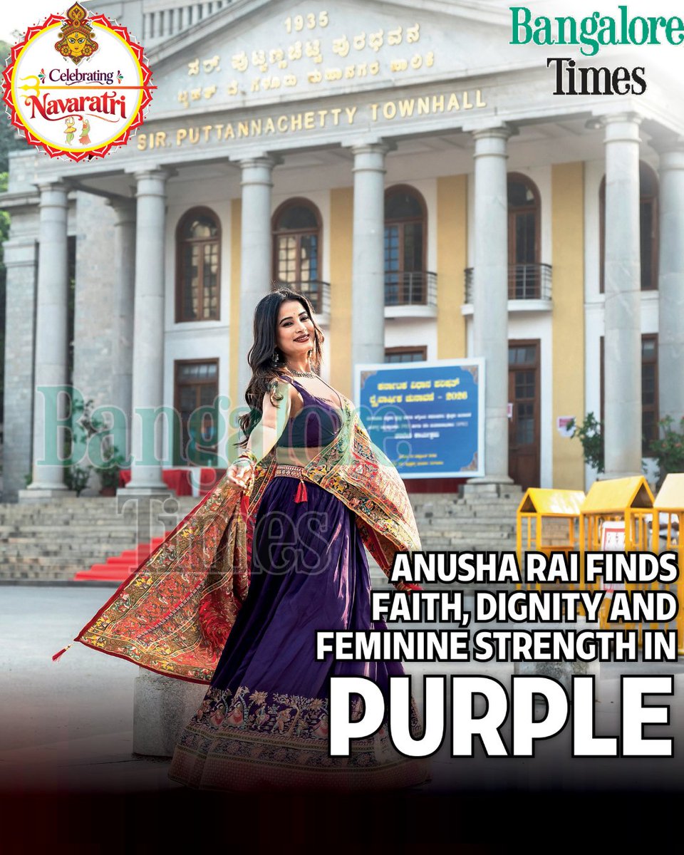 BangaloreTimes1's tweet photo. Purple takes centre stage as Kannada actor #AnushaRai poses for Bangalore Times’ Navaratri shoot at #Bengaluru’s Town Hall. She reflects on purple’s symbolism, and her devotion to Goddess Chamundeshwari 

Read here
https://t.co/zBkpft2xZN https://t.co/2dV0meRUun