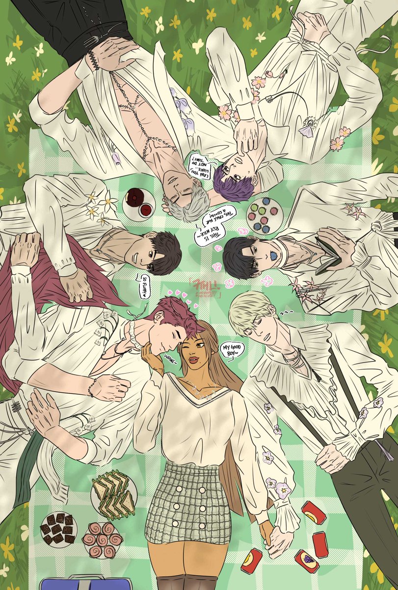 7thli's tweet photo. #VALKTOBER D7&amp;8: picnic + forest 🫝🌳 (flipped below ⬇️)

#BringValkoBack #全世界都爱敖尹
#valko #xavier #zayne #rafayel #sylus #caleb #ladsis6 https://t.co/DqW827OK95