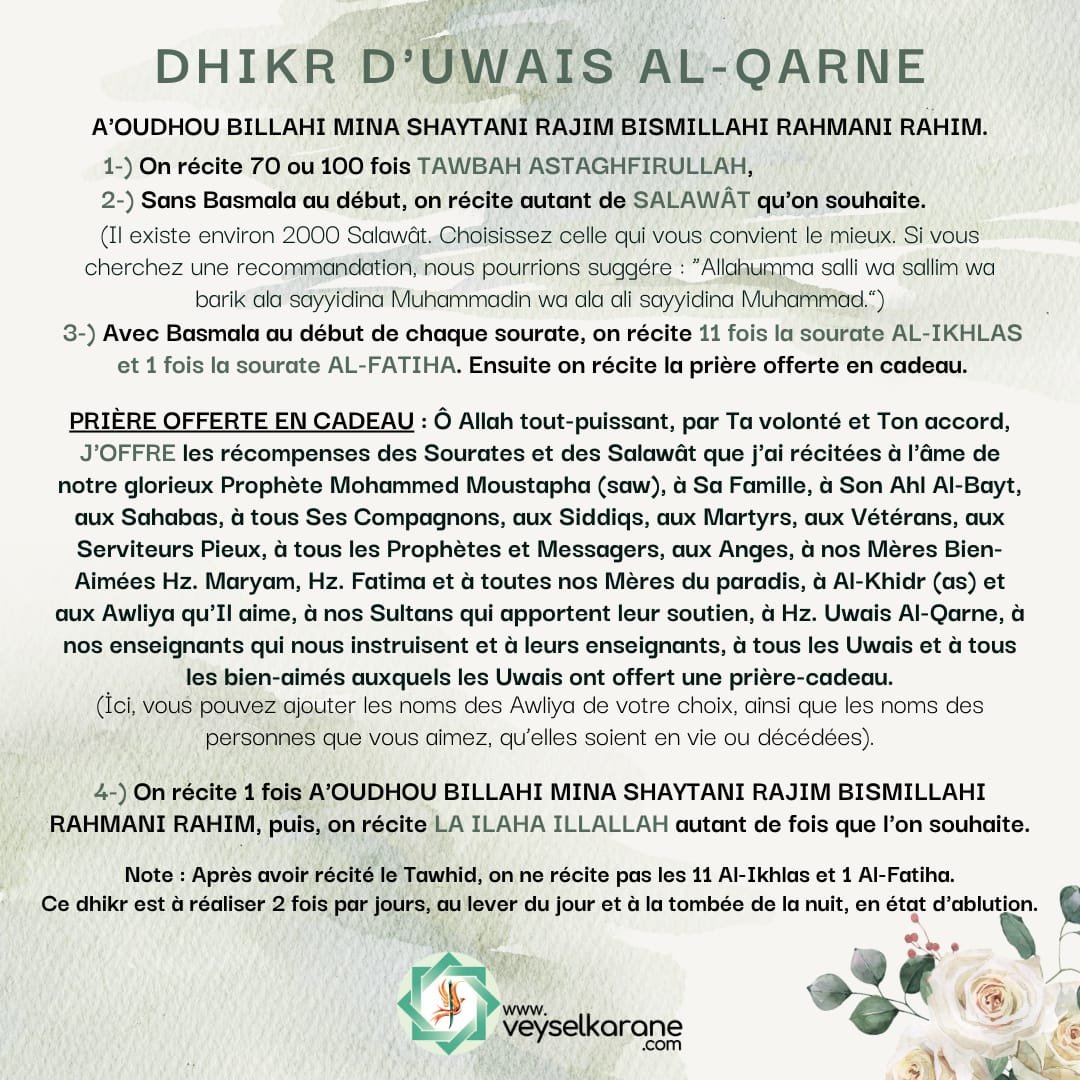 marifettyolu's tweet photo. Découvrez le Dhikr d’Uwais Al-Qarani. Vivez-le vous-même et voyez comment le cœur ne trouve la paix que dans le rappel d’Allah.🌹 @LUwaysi

#17octobre
"Louis XVI"
"Under 50"
Bellecour
Rends https://t.co/y9yb17kmSn