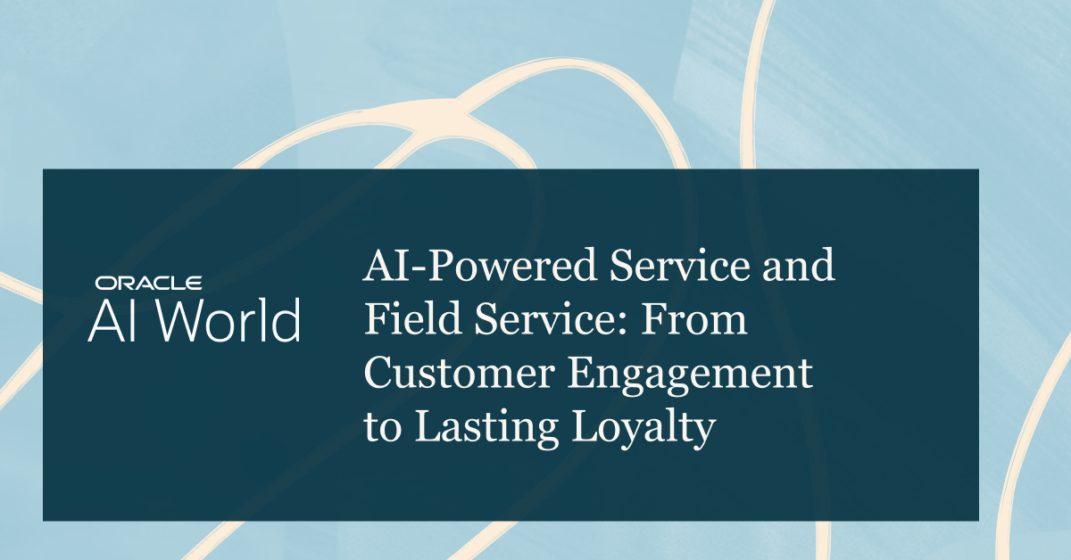 prakesh93's tweet photo. At #AIWorld, explore how agentic applications and embedded AI in Oracle Fusion Service and Oracle Fusion Field Service help turn everyday service interactions into lasting customer relationships. Register now: https://t.co/VOmnZgw1Wi https://t.co/ToDwGfVmYJ