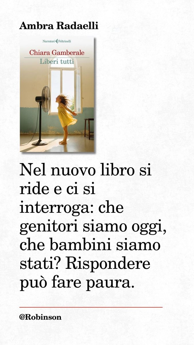feltrinellied's tweet photo. Il nuovo romanzo di #ChiaraGambersle protagonista su #Robinson @repubblica #18ottobre https://t.co/JsHwo0Qqcv