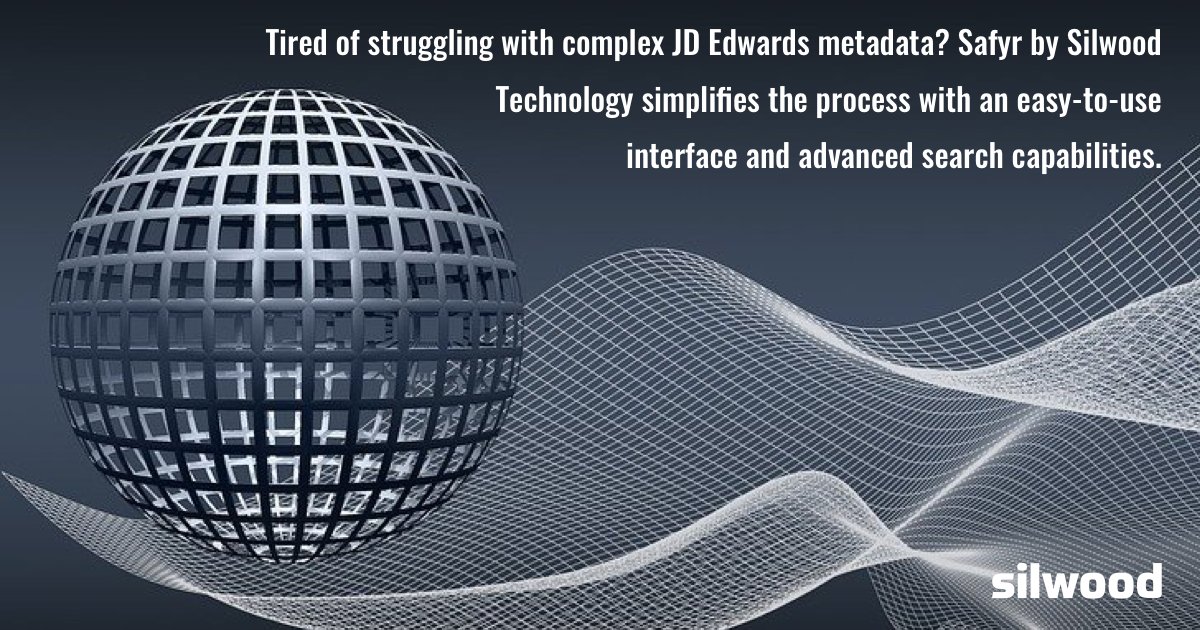 Silwood_Safyr's tweet photo. Tired of struggling with complex #JDEdwards metadata? Safyr by Silwood Technology simplifies the process with an easy-to-use interface and advanced search capabilities. #metadata #Safyr https://t.co/Qk6BVpOZTB https://t.co/X7hfbamI0N