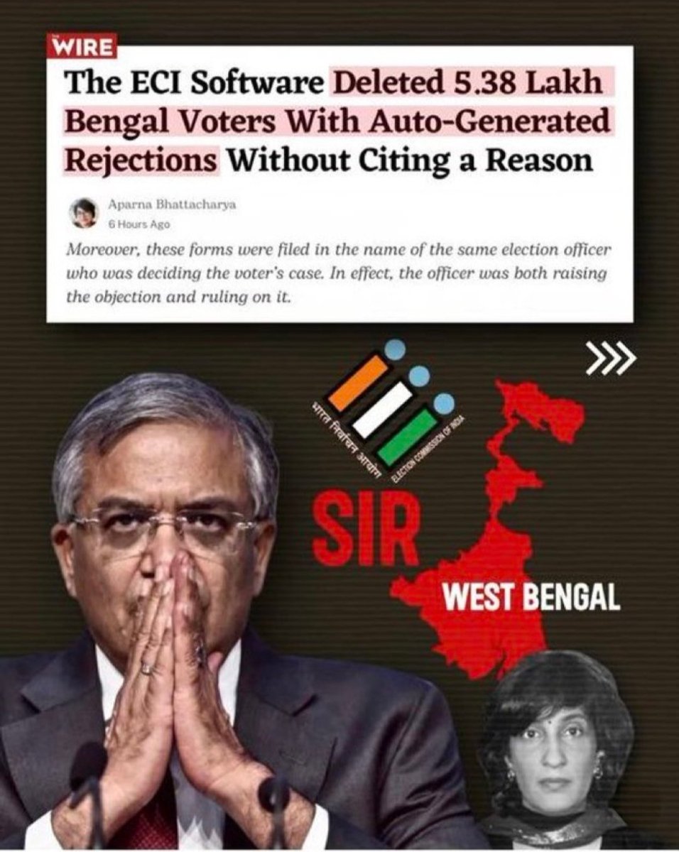 Murti_Nain's tweet photo. EXCLUSIVE REPORT 

SIR और चुनाव आयोग की कार्यप्रणाली पर बड़ा खुलासा!

SIR के दौरान बिना स्पष्ट कारण बताए लाखों वैध मतदाताओं के नाम अचानक वोटर लिस्ट से काट दिए गए थे। 

इसी गड़बड़ी और प्रशासनिक गोपनीयता की सच्चाई जानने के लिए अंजलि भारद्वाज ने RTI के तहत चुनाव आयोग और संबंधित प्राधिकारियों से विस्तृत जवाब मांगे थे।

उनके पूछे गए प्रमुख सवाल और उन पर मिले जवाब नीचे दिए गए हैं।

◾ECI से पूछे गए RTI सवाल और उनके जवाब

सवाल 1:
��ेशभर या विभिन्न राज्यों में वोटर लिस्ट का SIR कराने का फैसला चुनाव आयोग द्वारा किस तारीख को और किस बैठक में लिया गया?

जवाब:
चुनाव आयोग के प्रिंसिपल सेक्रेटरी/CPIO ने RTI के लिखित जवाब में कहा कि "SIR आयोजित करने का निर्णय खुद चुनाव आयोग (Commission as a body) द्वारा नहीं लिया गया था।"

सवाल 2:
SIR प्रक्रिया को शुरू करने के निर्णय से संबंधित आधिकारिक File Notings, प्रस्तावों और चुनाव आयोग की बैठकों के मिनट्स की प्रतियां प्रद���न की जाएं?

जवाब:
चुनाव आयोग ने यह स्वीकार किया कि उनके पास इस निर्णय से जुड़ी कोई फाइल नोटिंग्स या आधिकारिक बैठक का मिनट्स रिकॉर्ड में उपलब्ध नहीं है।

सवाल 3:
क्या SIR प्रक्रिया को शुरू करने से पहले तय वैधानिक नियमों, पूर्व शर्तों और दिशानिर्देशों का पालन किया गया था और उनसे जुड़े नीतिगत रिकॉर्ड कहाँ दर्ज हैं?

जवाब:
आयोग इस संबंध में कोई भी स्पष्ट ��ीतिगत दस्तावेज या रिकॉर्ड प्रस्तुत करने में असमर्थ रहा और यह दर्शाया कि इसके लिए कोई अलग से नीतिगत फाइल मौजूद नहीं है।
 
सवाल 4:
क्या पूर्व में आयोजित किए गए SIR (जैसे 2003 या उससे पहले के संशोधनों) के आधिकारिक दस्तावेज और दिशानिर्देश आयोग के पास उपलब्ध हैं?

जवाब:
चुनाव आयोग ने जवाब दिया कि अतीत में हुए ऐसे रिवीज़न की गाइडलाइंस और रिकॉर्ड भी उनके पास उपलब्ध नहीं हैं।
 
◾सुप्रीम कोर्ट व न्यायिक प्���क्रियाओं से जुड़े RTI सवाल/मुद्दे और उनके जवाब

सवाल 1:
चुनाव आयोग द्वारा मतदान, मतगणना और नामांकनों की CCTV/वीडियो रिकॉर्डिंग को नागरिकों के देखने के लिए कब तक सुरक्षित रखा जाता है और इसे प्राप्त करने की क्या प्रक्रिया है?

जवाब:
RTI और न्यायिक याचिकाओं के माध्यम से सामने आया कि चुनाव आयोग ने नियमों में संशोधन करके फुटेज सुरक्षित रखने की अवधि को घटाकर चुनाव परिणाम घोषित होने के केवल 45 दिनों तक सीमित कर दिया है, जिसके बाद इस डेटा को नष्ट किया ज��� सकता है।

सवाल 2:
SIR प्रक्रिया के दौरान जिन लाखों मतदाताओं के नाम सूची से काट दिए गए हैं, उन्हें फिर से नाम जुड़वाने के लिए 'फॉर्म-6' भरकर यह घोषणा क्यों करनी पड़ रही है कि "वे जीवन में पहली बार वोटर बन रहे हैं"?

जवाब:
चुनाव आयोग से इस विसंगति पर कोई संतोषजनक उत्तर न मिलने के बाद सुप्रीम कोर्ट में याचिका दाखिल की गई। अदालत ने इसे कानूनी रूप से अनुचित मानते हुए आयोग व केंद्र सरकार को इस प्रक्रिया पर सुनवाई और जवाब के लिए नोटिस जारी किया।
 
सवाल 3:
यदि चुनाव आयोग जैसे संवैधानिक निकाय ने खुद SIR कराने का निर्णय नहीं लिया, तो यह फैसला किसने लिया और इसकी सार्वजनिक जवाबदेही कौन तय करेगा?

जवाब:
चुनाव आयोग की ओर से कोई लिखित जवाब न मिलने पर अंजलि भारद्वाज और अन्य कार्यकर्ताओं ने सुप्रीम कोर्ट का रुख किया। सुप्रीम कोर्ट ने इस गंभीर संवैधानिक और पारदर्शिता के मुद्दे को मुख्य विचाराधीन याचिकाओं के साथ जोड़ते हुए आयोग से स्पष्टीक��ण मांगा है।

अंजलि भारद्वाज की RTI ने चुनाव आयोग की पारदर्शिता पर बड़े सवाल खड़े कर दिए हैं। 

बिना किसी लिखित रिकॉर्ड के लाखों लोगों के नाम वोटर लिस्ट से हटाना गंभीर लापरवाही को दर्शाता है। 

इस खुलासे के बाद ECI की निष्पक्षता पर बहस शुरू हो गई और मुख्य चुनाव आयुक्त के इस्तीफे की मांग भी उठी। 

आखिरकार यह पूरा मामला देश की सबसे बड़ी अदालत सुप्रीम कोर्ट तक पहुंच गया।