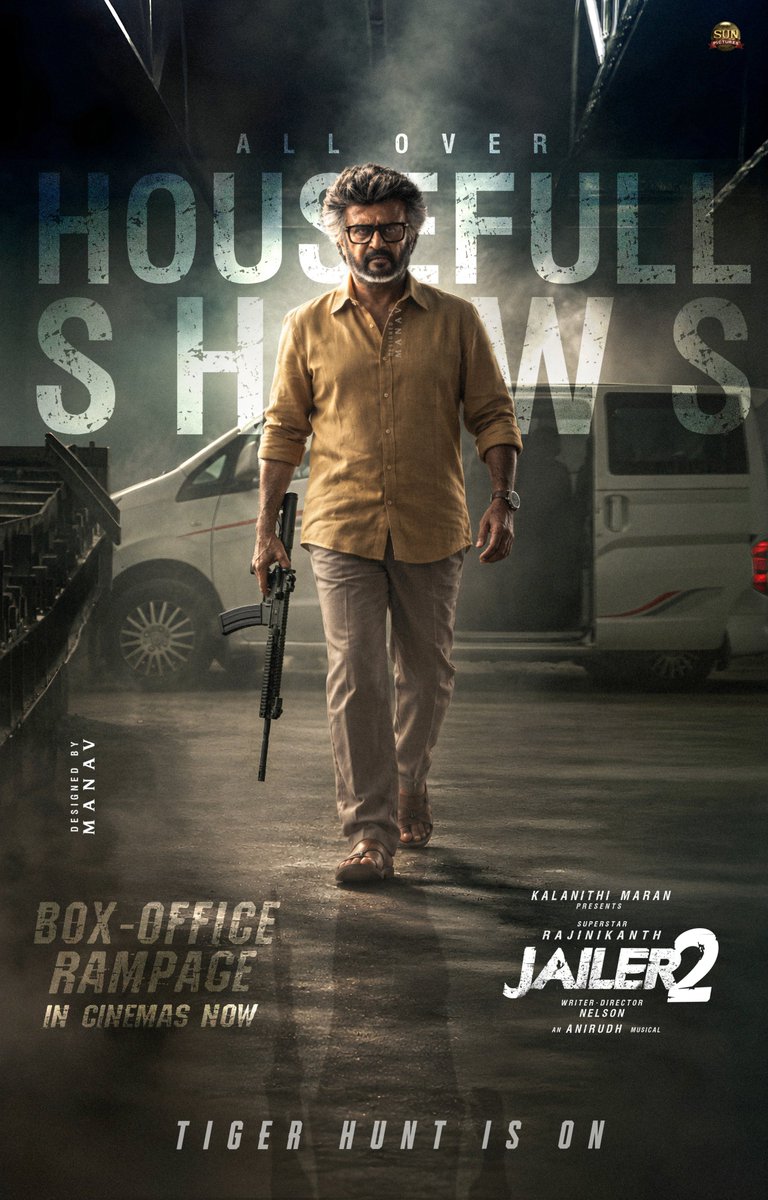 Itz_Manav_23's tweet photo. All over housefull shows! 🔥🌟
Tiger ka hukum, in theatres! 🌪️

Poster work for #Jailer2 💥
#SuperstarRajinikanth #Dharman #KHxRK https://t.co/veOeEyqHwg