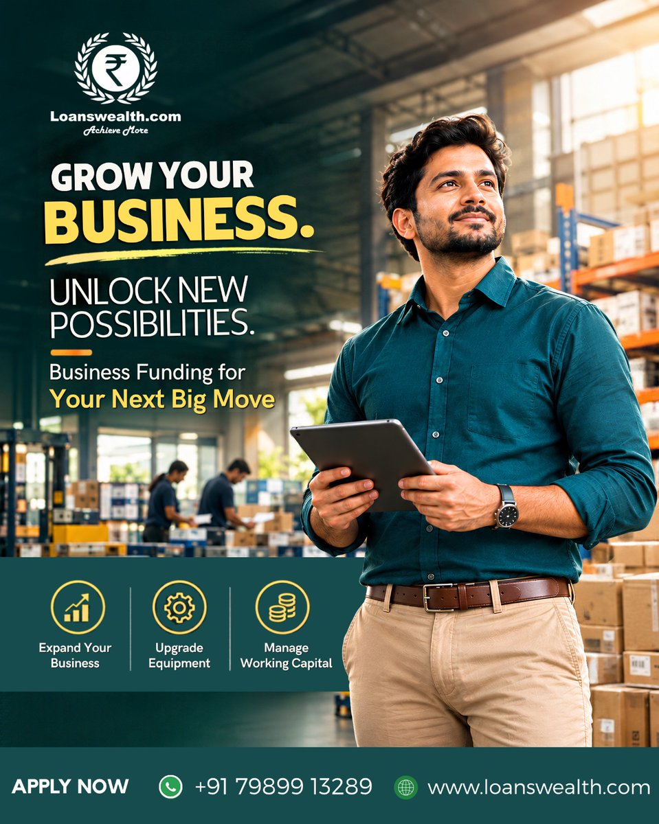 loanswealth5's tweet photo. 🚀 Ready to GROW your business? Unlock new opportunities with the right business funding!  Get financial support to expand your business, upgrade equipment, and manage working capital with confidence.

📞 Call Now: +91 79899 13289
🌐 Visit: https://t.co/sgsBdgAkWp

#BusinessLoans https://t.co/1HYUIj2j4o
