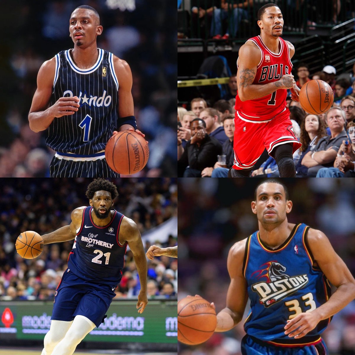 dferrel15's tweet photo. Fully healthy career, you get to start your franchise with one player.

A) Penny Hardaway
B) Derrick Rose
C) Joel Embiid
D) Grant Hill
E) Other (Comment Below) https://t.co/QVFy8GABcO