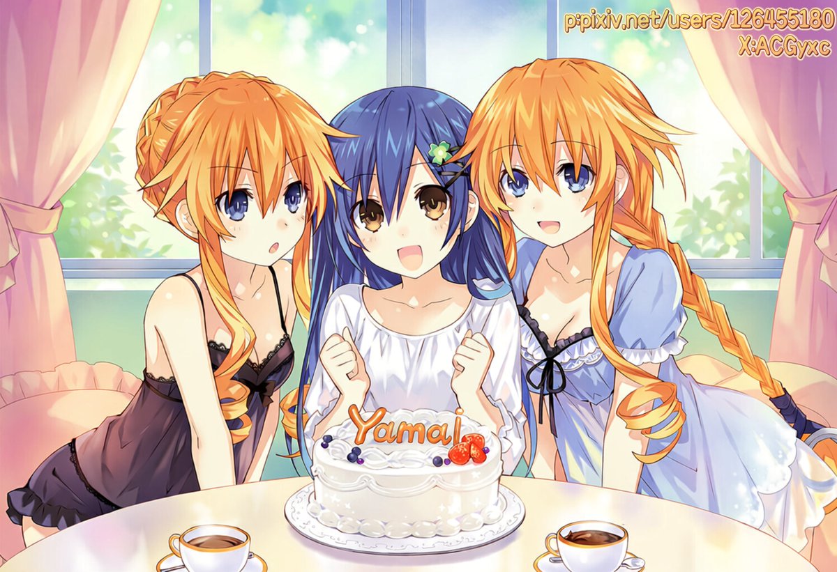 ACGyxc's tweet photo. Today is the birthday of the Yamai twins — Yamai Kaguya, Yamai Yuzuru, and Kazamachi Yamai. I made some birthday gifts — pictures made by Shiori~ ,happy birthday!#八舞耶倶矢生誕祭2026 #八舞夕弦生誕祭2026 #八舞姉妹生誕祭2026 #风待八舞 #date_a_live #デート・ア・ライブ #约会大作战 https://t.co/7c1egpVWKx
