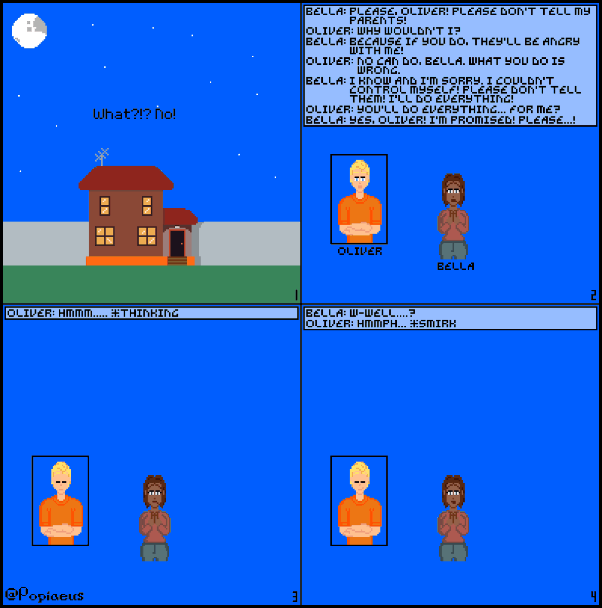 Popiaeus's tweet photo. As i promised yesterday, this is the 4 frame in 1 pics version. Short story is in the alt.

Read direction: Top left ➡ Top right ➡ Bottom left➡ Bottom right

#pixelart #ドット絵 #픽셀아트 #weekend #r18 #interracial #bondage #抑制 #bdsm #armbinder #wmbw #bwc #bleached https://t.co/gx9avG8Lpo