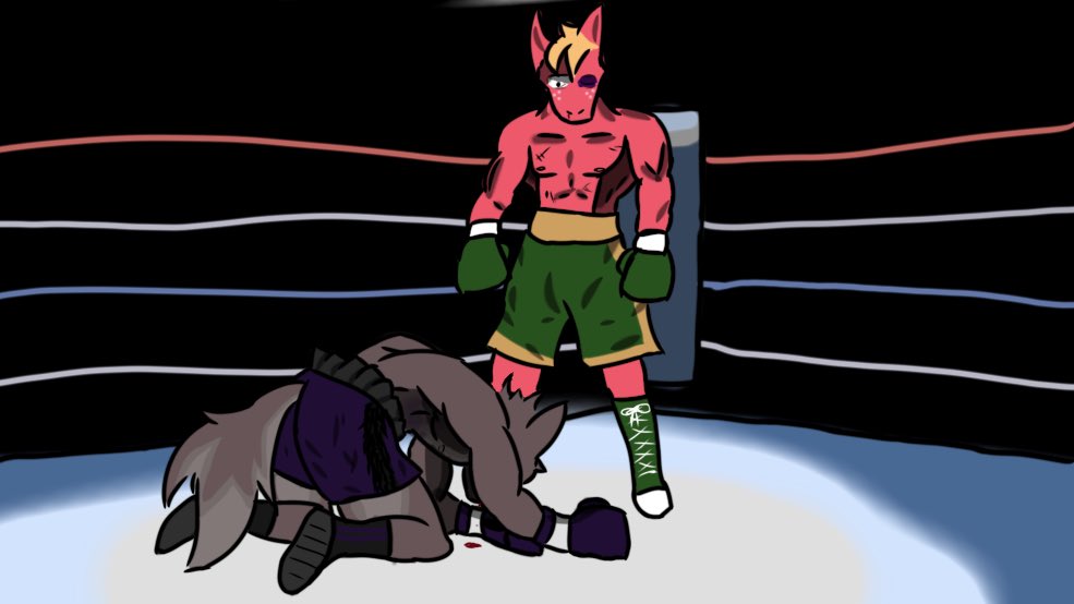 ChampDire's tweet photo. Mac vs dire! 

#17 knockout (I KNOW IM LATE)
Mac knocks down dire for the second time but this time it’s a knock out!!! Guess dire needs some training to do in the barn with Mac #fightober https://t.co/pUXC03qKba
