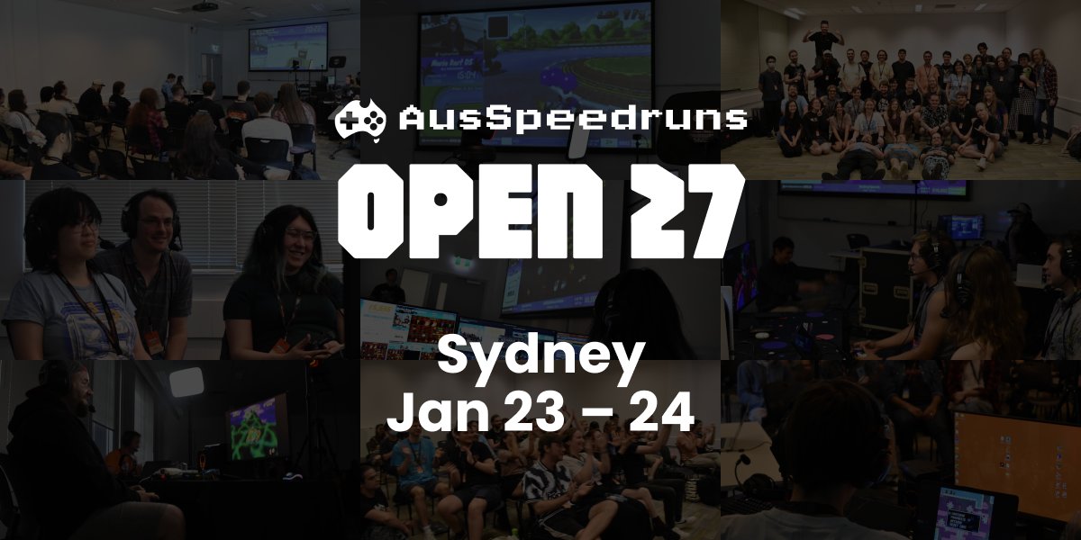 AusSpeedruns's tweet photo. AusSpeedruns is very pleased to announce that ASO will be returning to Sydney in 2027!

Join us on the 23-24 January at Haymarket HQ for an exciting weekend of speedruns in a new exciting location.

Also...
Run submissions for the event are NOW OPEN!

Hope to see you there :) https://t.co/B98yZEUU7a