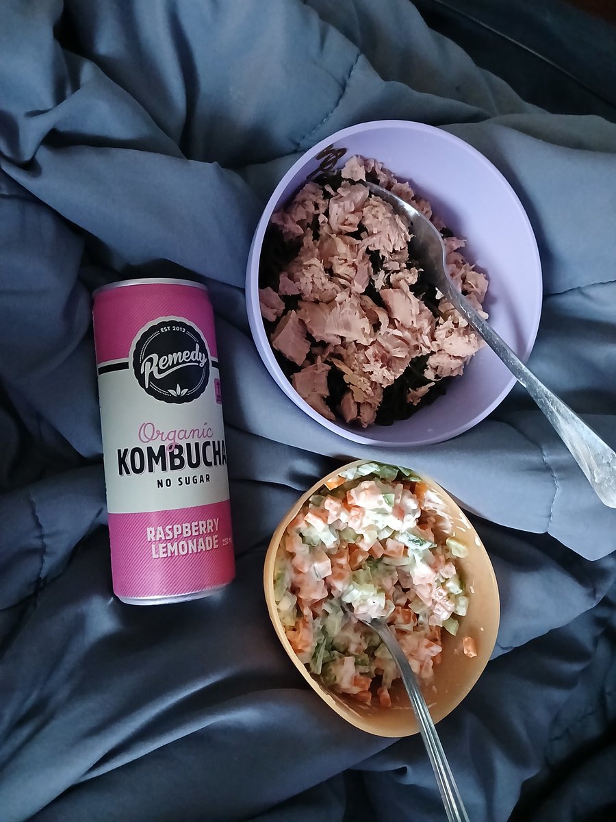 1imeboy's tweet photo. lied about omad, 2mad more like 
-seaweed noodles (39kcal)
-1 can tuna (95gram)
-2 qukes
-1/2 big carrot
-squeeze garlic aoili
-kombucha (30kj)(7cal) https://t.co/PrglvwC2VD
