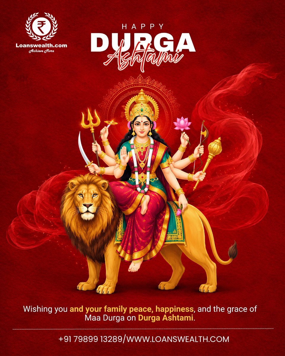 loanswealth5's tweet photo. 🙏✨ Happy Durga Ashtami! May Maa Durga bless you and your family with peace, happiness, prosperity, and success.

🌺 May her divine blessings bring positivity and new opportunities into your life. 🪔❤️

— https://t.co/vJVNNVr4oj

📞 +91 79899 13289
🌐 https://t.co/rAhyztaDFa https://t.co/bTC7u0paZJ