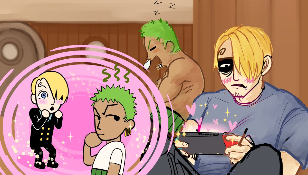 ContagiouslyE's tweet photo. Sanji is Living the Dream 
#zosan https://t.co/pTEDDyCvIy