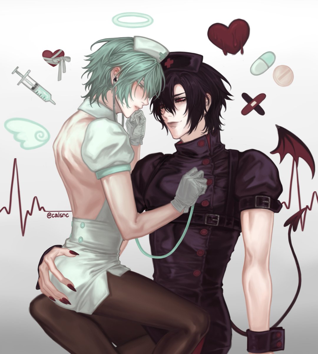 calsnc's tweet photo. ナース💉※女装注意※＃咎狗の血 ＃シキアキ https://t.co/J8JRO1PBuB