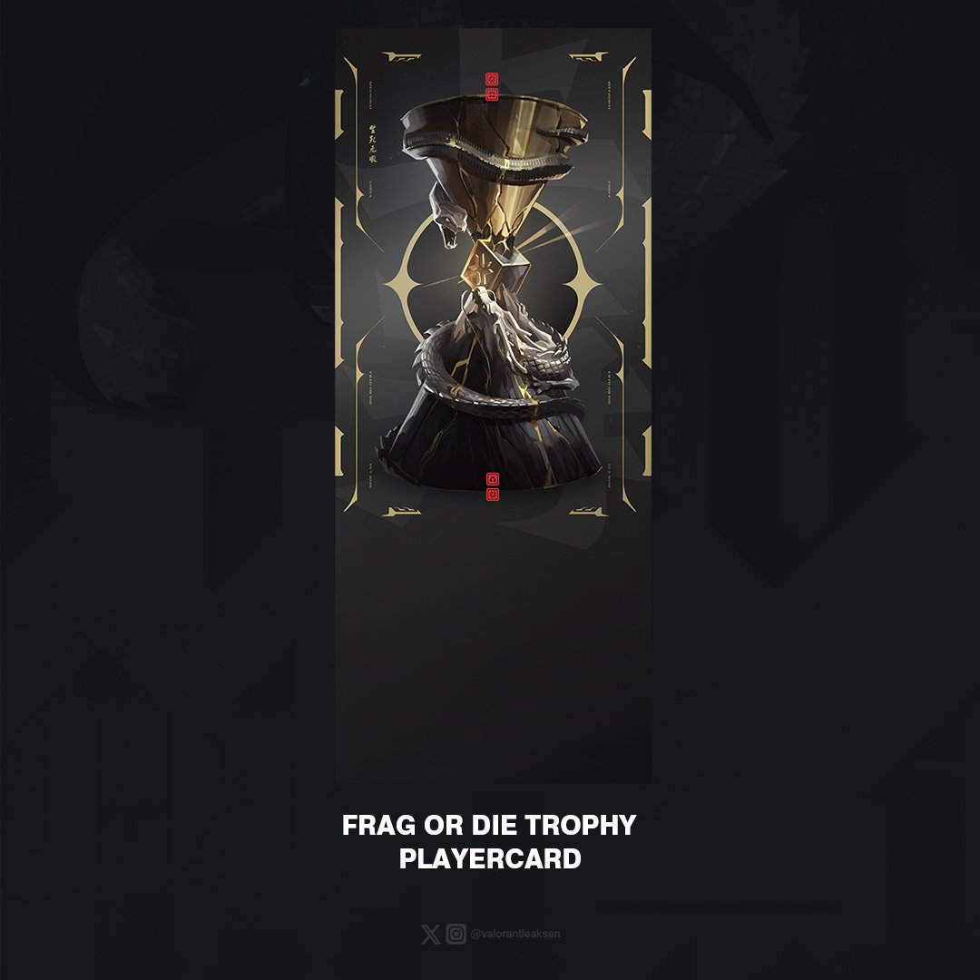 VALORANTLeaksEN's tweet photo. #VALORANTChampions 2026: Shanghai Grand Finals Drop Enabled! // #VALORANT 

• ''FRAG OR DIE TROPHY'' Playercard
• Watch for 30 minutes

📺: https://t.co/KRn9vqbU50 https://t.co/nZ6IXqW2xW