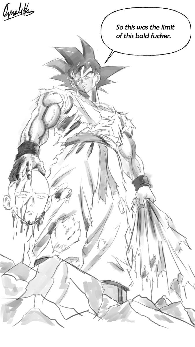 Q_uelith's tweet photo. Y’all said one punch. 😶

#GokuVSSaitama #DEATHBATTLE  #DragonBall #OnePunchMan  #fanart https://t.co/laFpgMxOvi