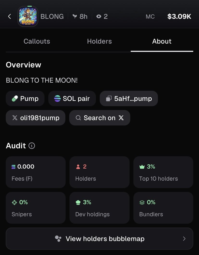 oli1981pump's tweet photo. @D3nny_crypto $BLONG

CA: 5aHffVhTiJkus3YNk8wfiquC7fzTLc5YLnLraovNpump https://t.co/ddnyRbMlEq