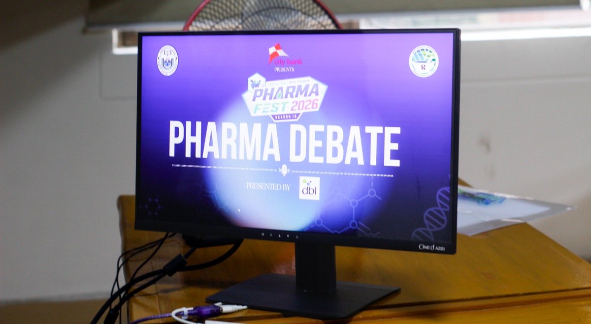 NsuPharmacyClub's tweet photo. A game of wit and grace! Some moments from the battlefield of words and wisdom DBL Pharmaceuticals Ltd. presents Pharma Debate  at City Bank Presents Pharma Fest 2026 co powered by ZEEHO CF MOTO
#pharmafest2026 #pharmadebate https://t.co/TSiHsjQdhW