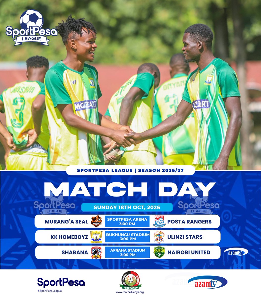 Officialfkfpl's tweet photo. It's MATCHDAY

3 more games lined-up today in the #SportPesaLeague.

Where will you be at? 

#TwendeGame https://t.co/Bm433acpo8