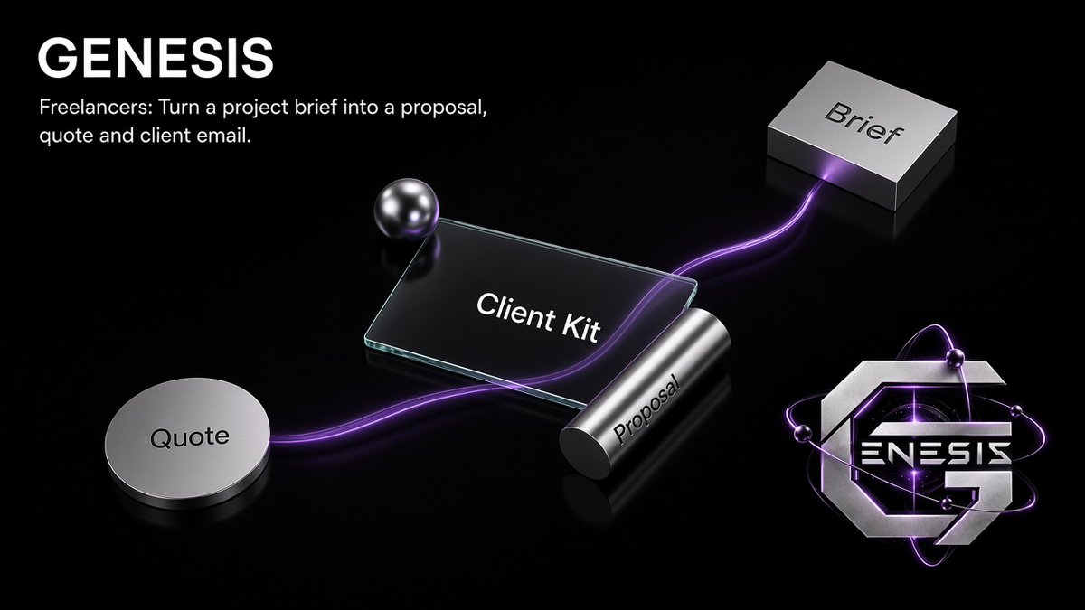 Genesisproofsol's tweet photo. Freelancers: Client Kit turns a project brief into a proposal, quote and client email with scope stated. You still edit and send; nothing is posted or emailed automatically. https://t.co/8sSvmFsqcO