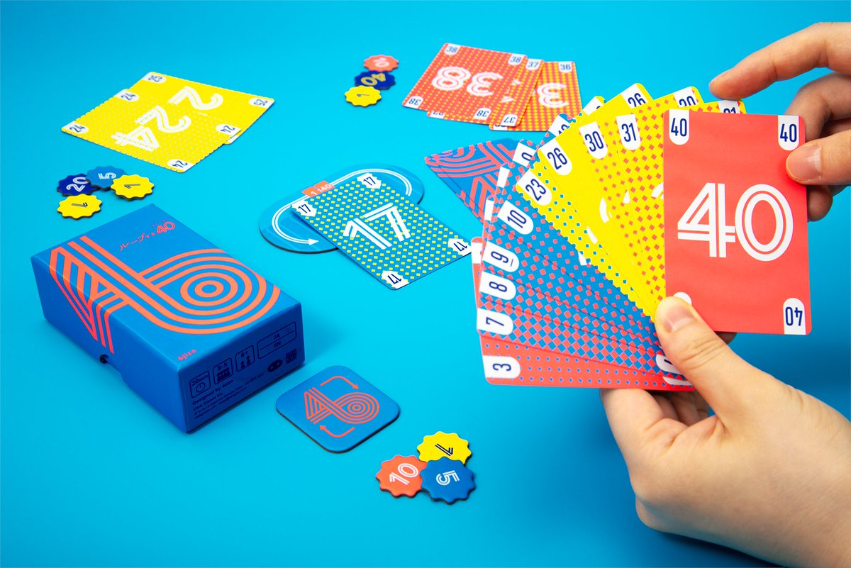oinkgames's tweet photo. 【本日発売】新作『#ループする40』🔁
1から40の数字がループする世界で、手札をいち早く出し切ろう！勝つとカードが増えてしまう⁉️でも、引き取ったカードが大きな連番につながるかも。増やして、つなげて、一気に攻めるカードゲームです。
詳しくは👇
https://t.co/hQu1HsGHV5 https://t.co/qGJ020Gi1p
