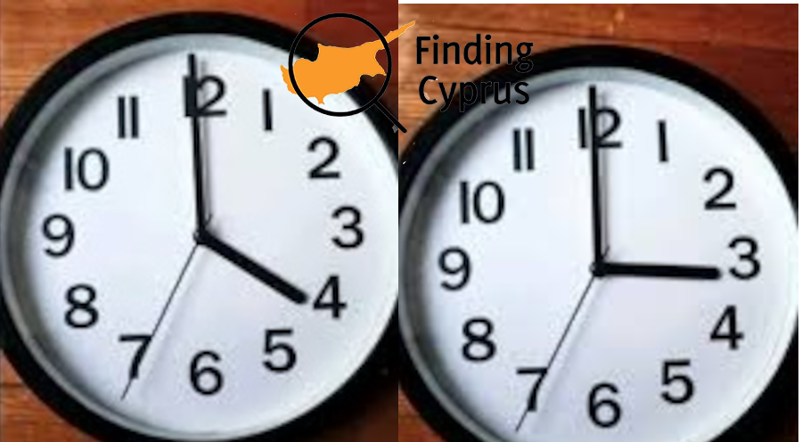 findingcyprus's tweet photo. The Clocks in Cyprus go back 1 hour this Sunday morning, 25th October at 4am.  We go to winter time! https://t.co/5ImWySAnR3