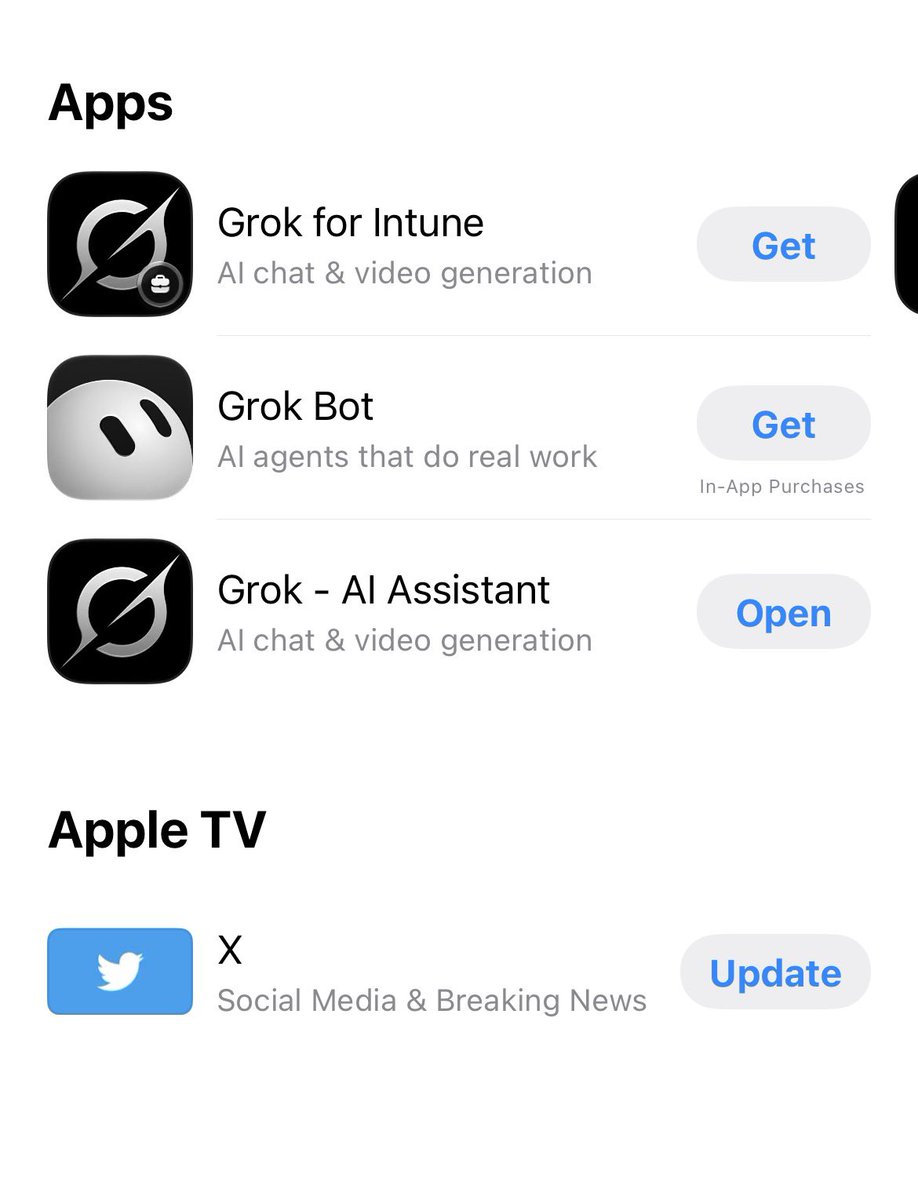 ANIMETVfb's tweet photo. Bro, I was just downloading the Grok app from the Apple App Store, and I saw the Twitter logo there.@elonmusk tried so hard to completely rebrand Twitter, but the old Twitter logo is still showing up? WTF is this? 💀😭 https://t.co/nP6Obm8Vzt