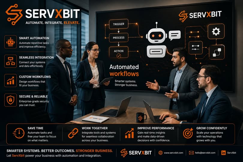 servxbit's tweet photo. Let AI handle the busywork so your team can focus on growth. ServXbit builds AI automation, virtual assistants &amp; smart workflows that save time &amp; boost output.

FREE consult: https://t.co/jeEfpkRjDn

#AIAutomation #BusinessEfficiency #DigitalTransformation #ScaleSmart #ServXbit https://t.co/TRBPCK9Ohu