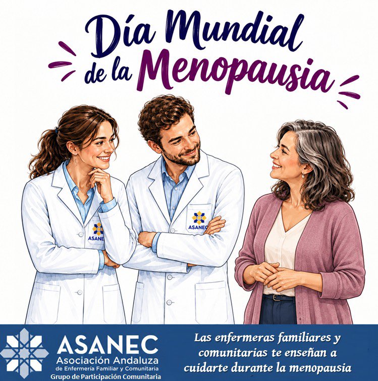 asanec's tweet photo. 📅 El 18 de octubre se conmemora el #DíaMundialdelaMenopausia

🔸La #EFYC desempeña un papel clave en este camino, ofreciendo educación para la salud, escucha activa, asesoramiento individualizado y acompañamiento durante esta etapa vital.
➕información, ➕ escucha y ➕cuidados https://t.co/IEfVCGbsRN