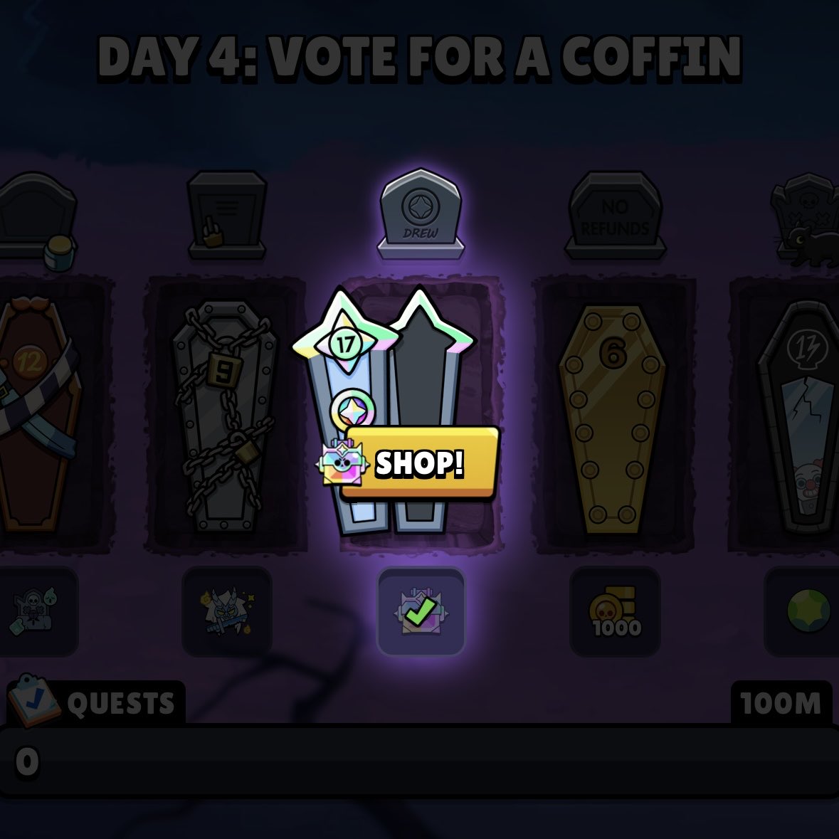 PopJoyReal's tweet photo. Coffin #17 is getting all the attention! 👀🔥

🎁 FREE Ultra Trophy Box available!
🗳️ My Day 4 vote goes to Coffin #17!

Did you vote for #17 too? ⚰️

#BrawlStars #ScaryCoffins https://t.co/aEVqPQ9nW2