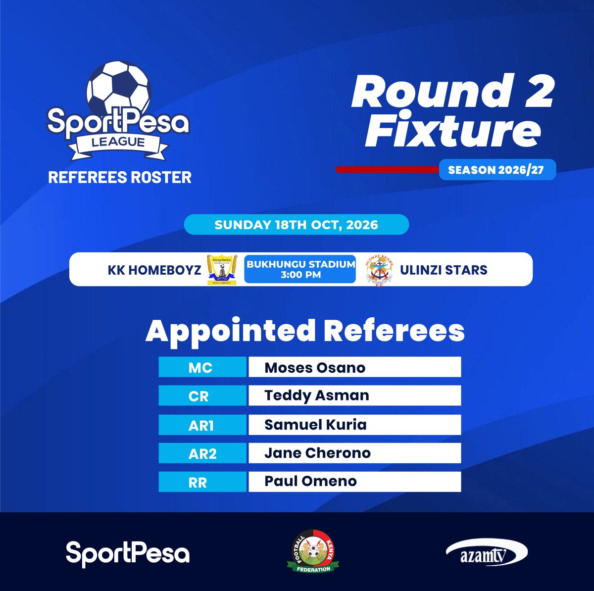 Officialfkfpl's tweet photo. Today's Match Officials Appointments

#SportPesaLeague #TwendeGame https://t.co/Qdjvn2E9by