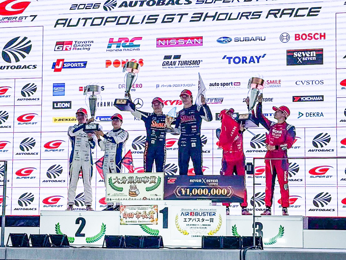 SUPERGT_JP's tweet photo. 【第7戦 オートポリス｜決勝】

GT500クラス表彰台

#SUPERGT #オートポリス https://t.co/9xDrlbTYt4