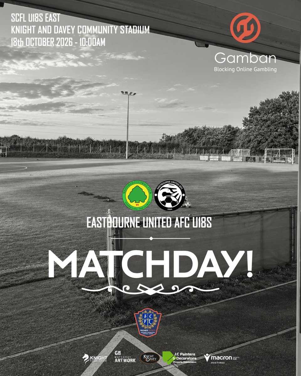 WestfieldFC9's tweet photo. 🌳⚽️ MATCHDAY | U18s AT THE K&D!

Sunday morning football is back! 🙌

Our young Westies welcome Eastbourne United to the Knight & Davey Community Stadium this morning in SCFL Youth East.

After an unexpected weekend off, the lads are ready to get back out on the pitch and give it everything.

🏆 SCFL U18s East
🆚 Eastbourne United
🏟️ Knight & Davey Community Stadium
⏰ 10:00am

🤝 MATCH SPONSOR — GAMBAN

A big thank you to Gamban for sponsoring today's fixture and supporting the next generation of Westies!

Come down and give the youngsters your support! 💚

#Westies 🌳🌳