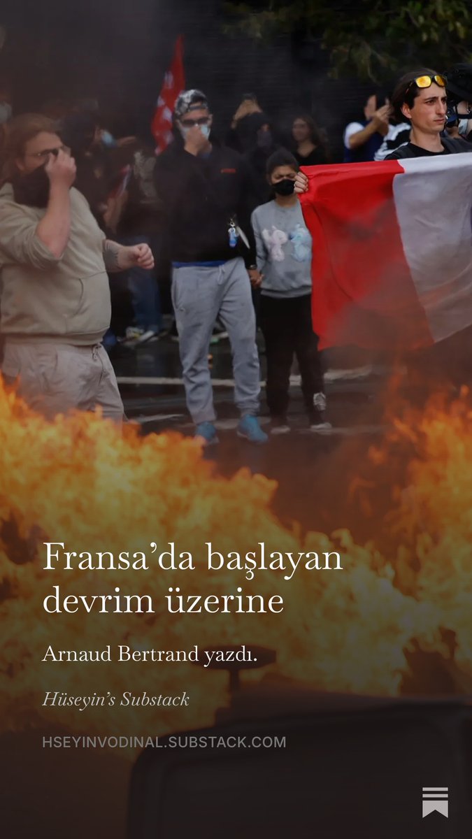 HVodinali's tweet photo. Az önce insanların; “komünizm”, “İslamcılık”, “üçüncü dünyacılık”, “Rusya” veya “Çin” gibi (istediğinizi seçin) çeşitli gerekçeler öne sürdüğüne şahit oldum. Sanki Fransa’nın ayaklanmak için dışarıdan bir yardıma ihtiyacı varmış gibi...
https://t.co/ZURlsYnoqm https://t.co/C5lEoWuf4B