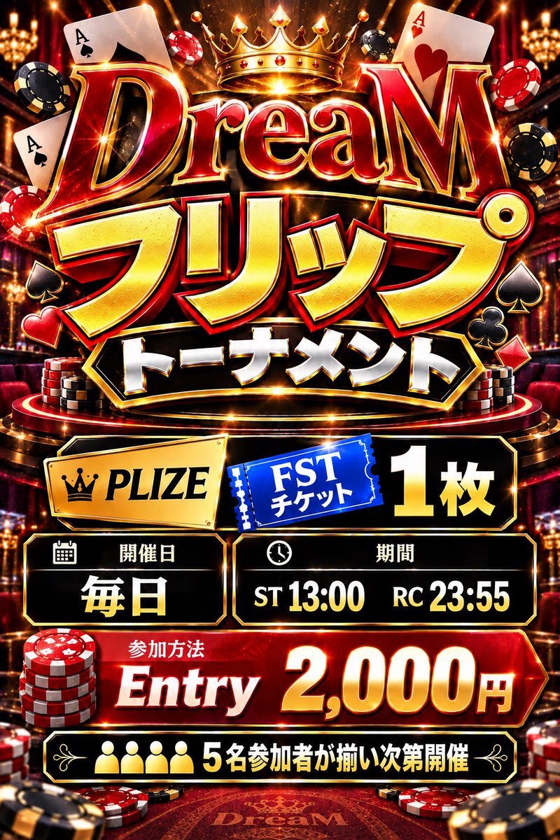 DreaM_CASINOBAR's tweet photo. 🎰🔥 DreaM 毎日トーナメント開催中！ 🔥🎰

🔥毎日FSTサテライト🔥

🏆 FSTチケットGETのチャンス！🎟️

#FST
#FSTサテライト
#DreaM #久留米ポーカー #福岡ポーカー #FST #ポーカー #アミューズメントカジノ https://t.co/pGrGmzIo4D
