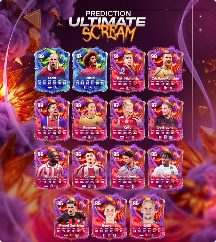 MmoexpService's tweet photo. 🚨 FC 27 Ultimate Scream Team 1 predictions are here! 🎃🔥
Some cards could receive a 99 stat boost during the Full Moon 👀🌕
Who deserves a spot in Team 1?
#FC27 #EAFC27 #UltimateScream #FUT27 #UltimateTeam https://t.co/owikUiXWjh