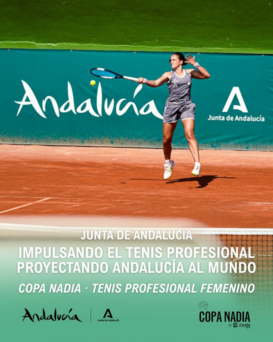 copanadiatenis's tweet photo. LA JUNTA DE ANDALUCÍA CON EL TENIS PROFESIONAL

Contribuye al desarrollo de torneos profesionales como la 10ª Copa Nadia by JCastillo Seguros, que ha reunido en Sevilla | Andalucía a jugadoras de 10 países

GRACIAS
💚 Juntos somos más fuertes

#copanadia @DeporteAND @mariolarus8 https://t.co/qytBXBwnVP