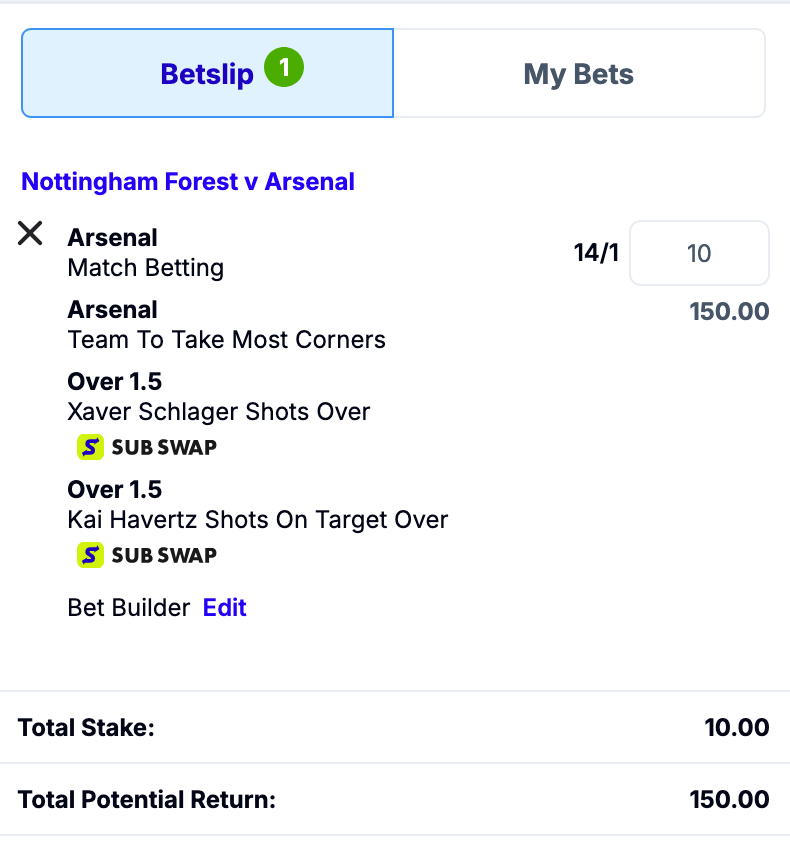 JamesMurphyTips's tweet photo. 🚨 Bet £10 Get £30 in Free Bets AND a 50% Bet Builder Boost for Nottingham Forest v Arsenal!

Join Boyle Sports here to qualify: https://t.co/dgLbQIEqxN

That makes the return from my recommended Bet Builder (below) a massive £220 from a £10 bet PLUS the £30 in Free Bets guaranteed!

🔞 | Ad | Gamble Responsibly | T&Cs Apply.