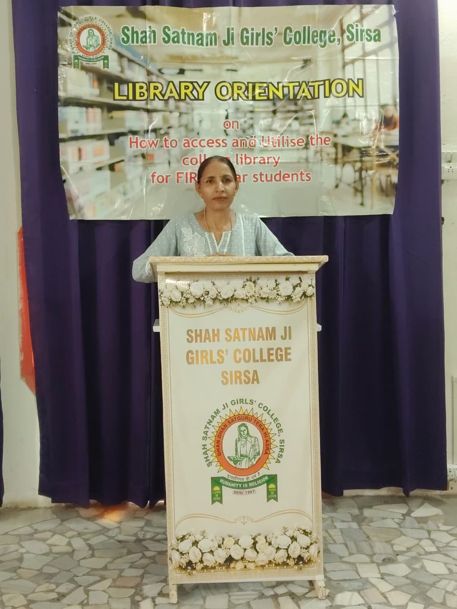 ssjgcsirsa1997's tweet photo. The Library Department of Shah Satnam Ji Girls’ College, Sirsa, organised a #UserOrientation Programme on 17.10.2026 to familiarise students with the library’s resources, facilities and services, and to encourage their effective utilisation for academic learning and research. https://t.co/Nghxkm4E9t
