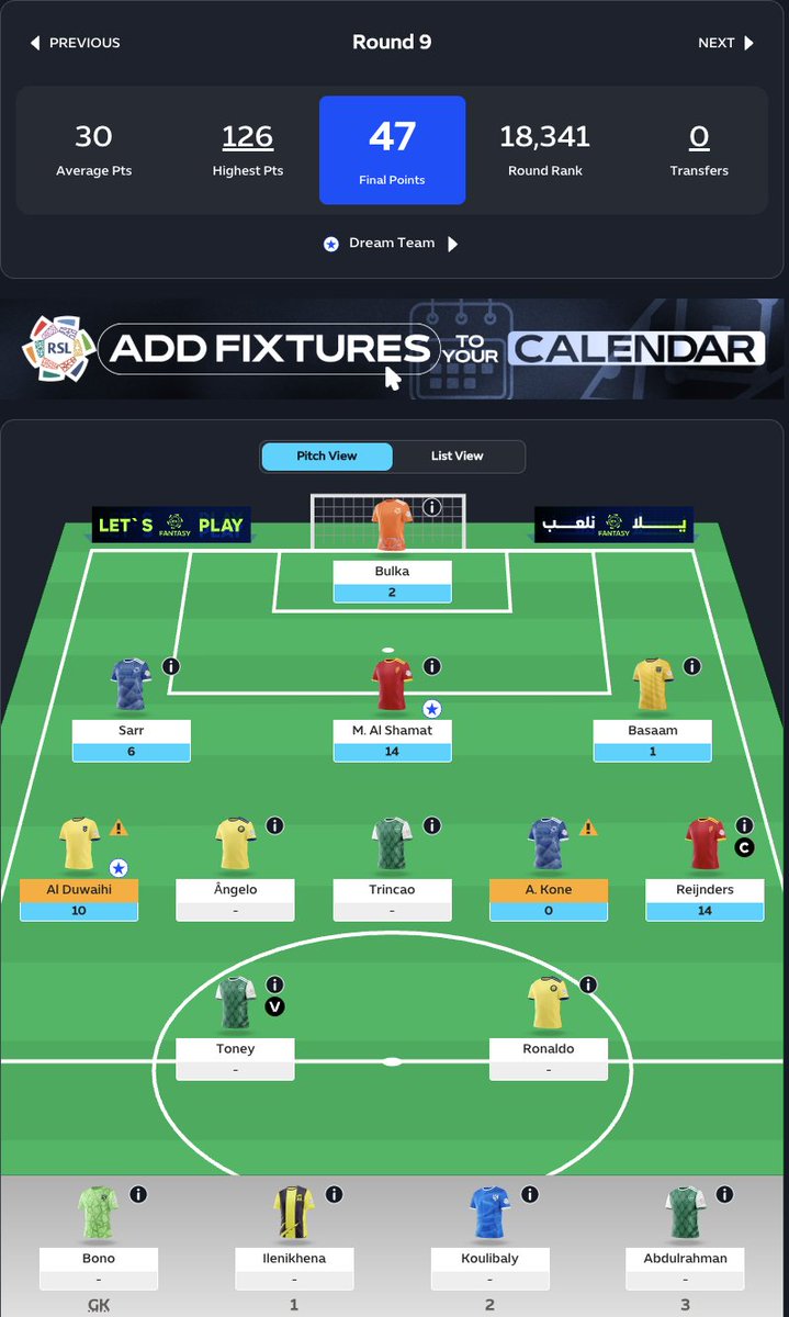 Abdullah_ayp18's tweet photo. SPL GW9😄

47 points from 6 players aint bad.

My wildcard didnt went through but still a green arrow to
OR:1.2K🌎

onto the next.

#SPL #RSLFantasy #SPLFantasy https://t.co/fEraKOvLAj