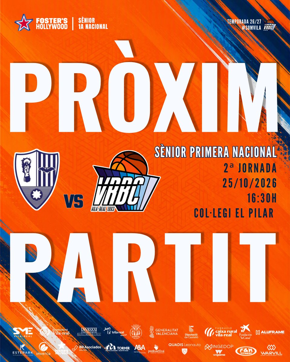 VilarealBC's tweet photo. 🔥PRIMER REPTE🔥
Després de la suspensió per la pluja, el nostre Sènior @fosterhollywod viatja a València per disputar el segon partit de lliga. Amb moltes ganes de començar💪
#SomVila💪🏀🧡💙
@ajvila @SMEVILAREAL #EndavantEsports #JuntsSomMésForts #CsEscenarioDeportivo https://t.co/Qx4rt9fyfK
