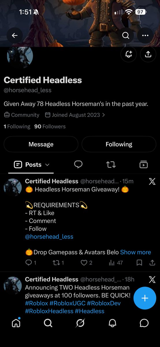 Robloxaccadomy's tweet photo. @horsehead_less Honestly, winning Headless would mean so much to me. I’ve wanted it for so long, but I’ve never been able to justify spending that much Robux on one item. Winning would let me finally own something I’ve always dreamed of without spending my own Robux. I’d genuinely treasure it. https://t.co/A8N1RyqXZ5